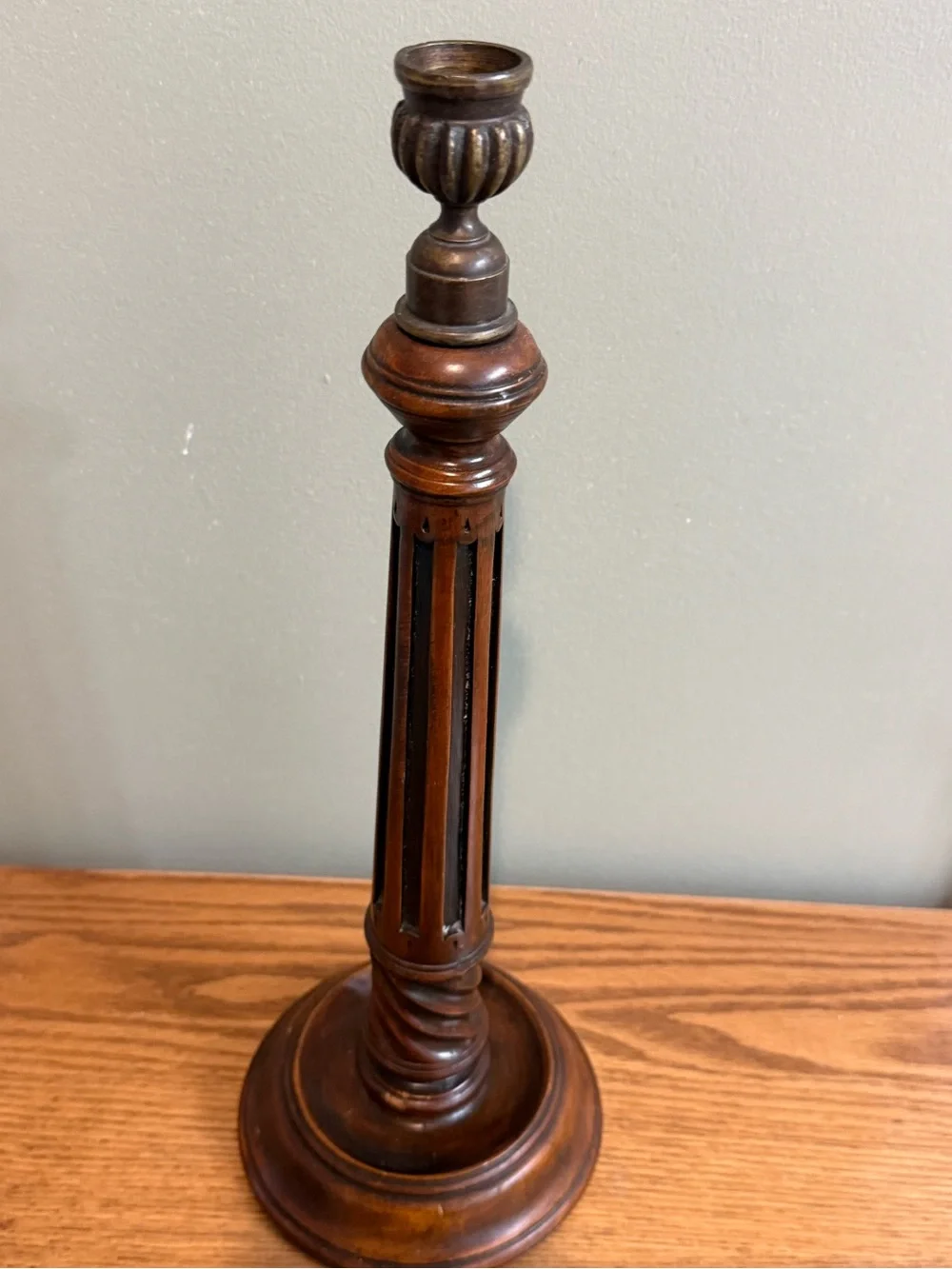 Vintage Theodore Alexander Signed Numbered Candlestick Walnut Bronze
